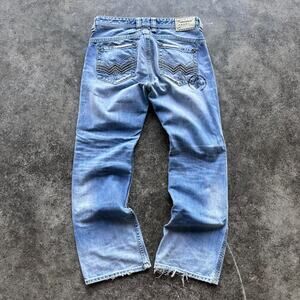 Y2K 2000s Boot Cut Distressed Ripped Affliction Double Knee Denim Jeans